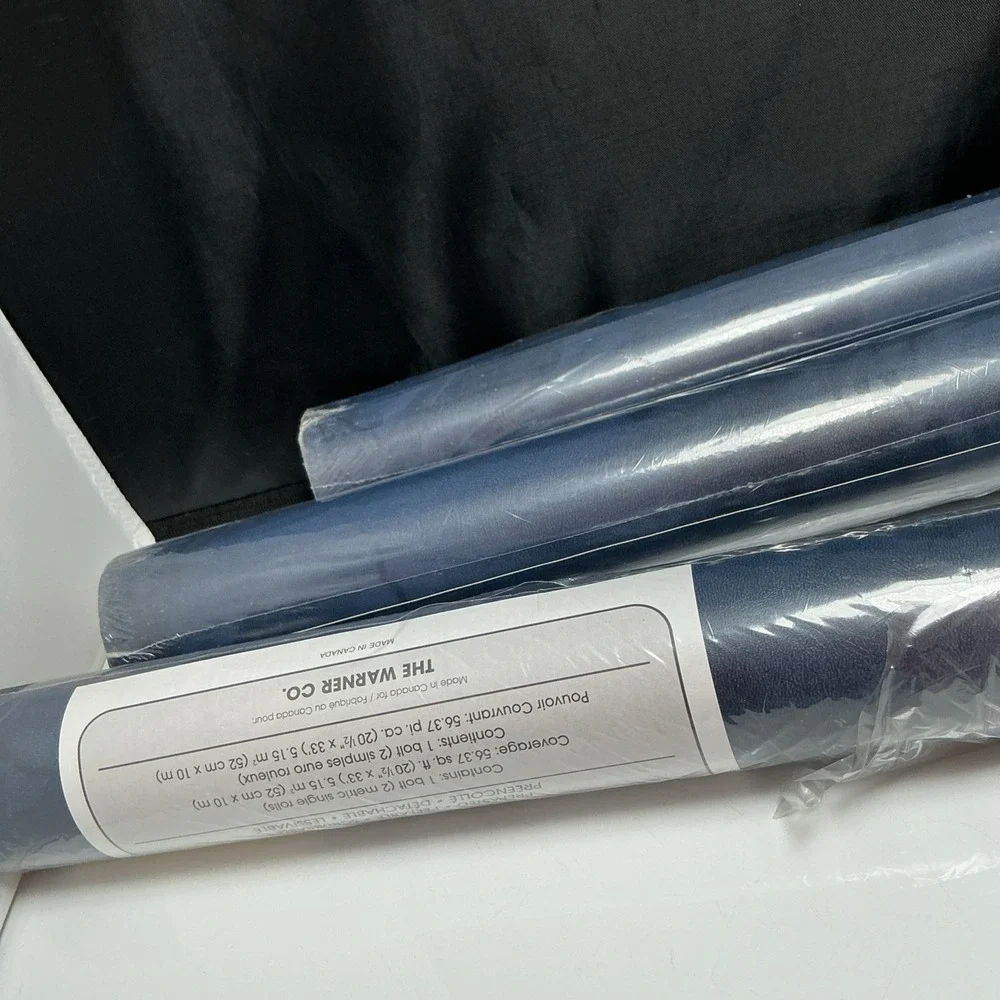 Warner Wallpaper GFB571 Solid Vinyl Blue Textured Lot of 3 Rolls 169 Sq Ft